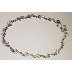 Givenchy Clear Crystal Choker Collar Necklace Flower Signed Silver Tone Sparkle